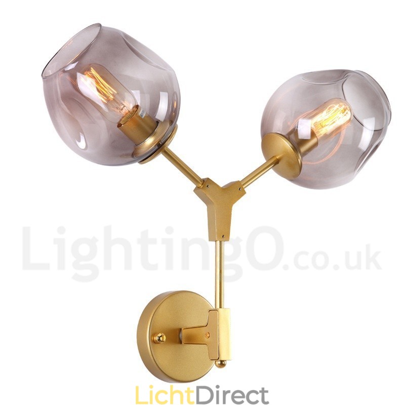 Rustieke Retro Vintage Wandlamp met Twee Lichten en Multi Kleuren Glazen Kap Speciaal voor Hotel Kantoor Showroom Woonkamer Slaapkamer