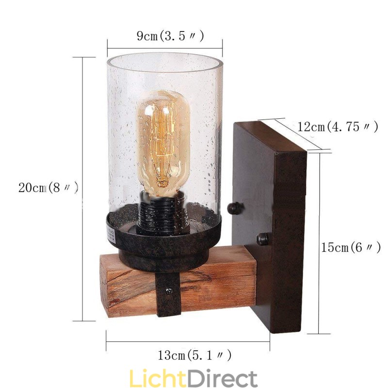 1 Licht Vintage Houten Industriële Stijl Wandlamp voor Wind Bar Loft Koffie Restaurant