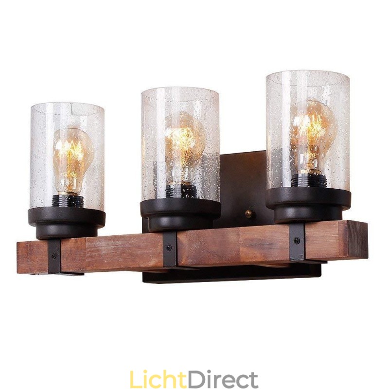 3-lichts vintage houten industriële wandlamp voor Wind Bar Loft Coffee Restaurant