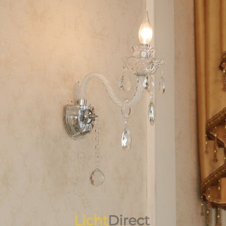 1 Licht bijpassende kristallen kaars retro glazen wandlamp 1 Licht bijpassende kristallen kaars retro glazen wandlamp
