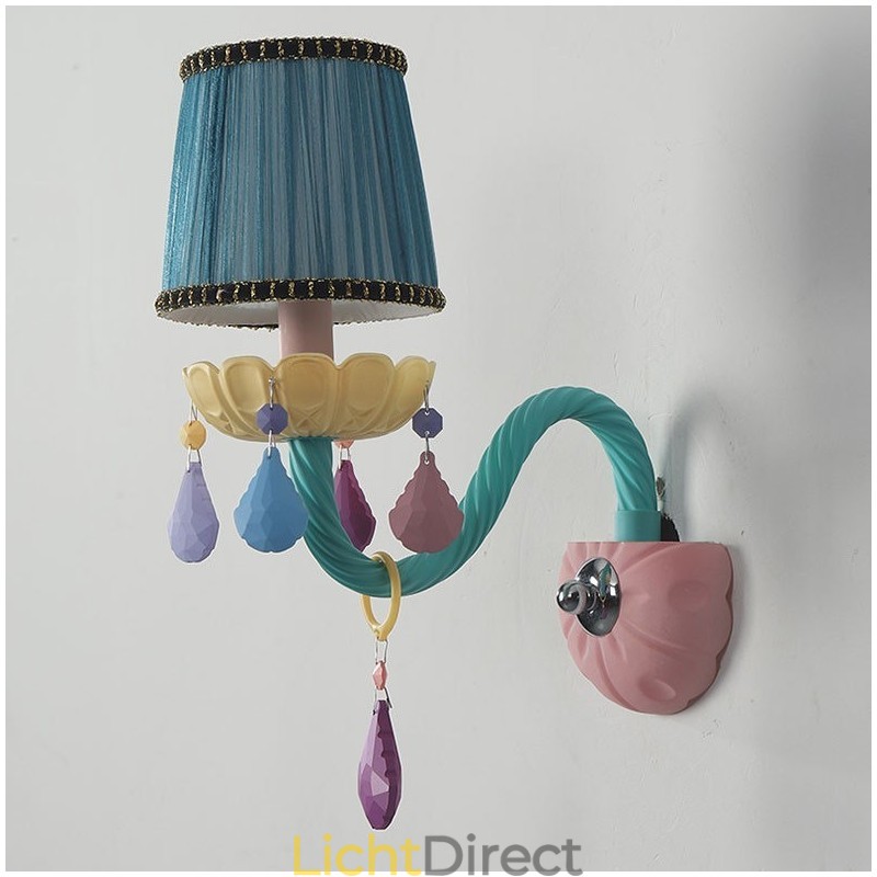 Macaron 1-lichts multikristal kaars retro glazen wandlamp voor kinderkamer kinderkamer