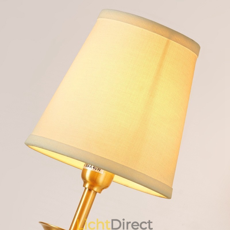 Puur messing luxe rustieke retro vintage 1-lichts kaarswandlamp met stoffen kap Speciaal voor hotel Slaapkamer Showroom Woonkamer Eetkamer
