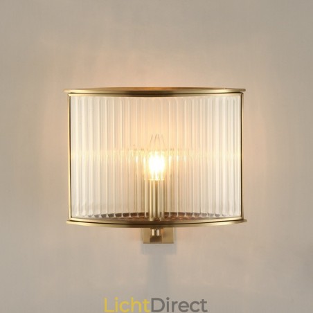 Luxe rustieke retro vintage wandlamp met 1 lamp van puur messing en glazen kap Luxe rustieke retro vintage wandlamp met 1 lamp van puur messing en glazen kap