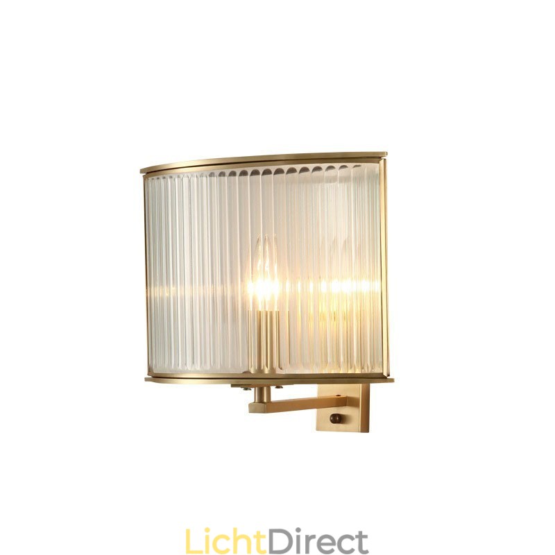 Luxe rustieke retro vintage wandlamp met 1 lamp van puur messing en glazen kap