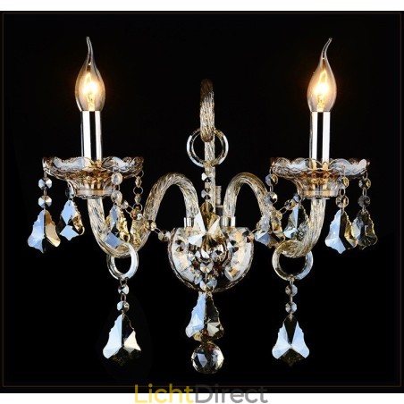 2 Lichte bijpassende cognackleurige K9 Crystal Candle Retro glazen wandlamp 2 Lichte bijpassende cognackleurige K9 Crystal Candle Retro glazen wandlamp