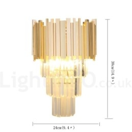 Goudkleurige bijpassende postmoderne luxe K9-kristallen wandlamp met kristallen kap
