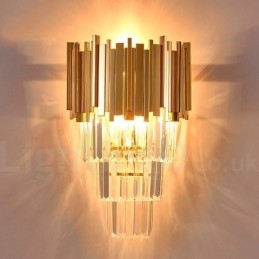 Goudkleurige bijpassende postmoderne luxe K9-kristallen wandlamp met kristallen kap
