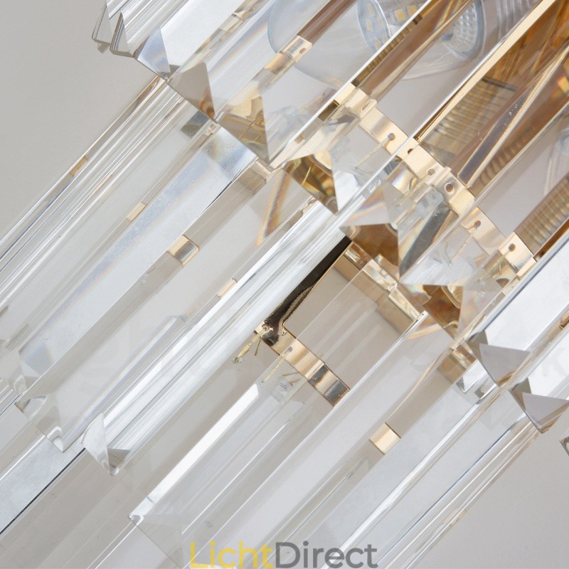 Goudkleurige bijpassende postmoderne luxe K9-kristallen wandlamp met kristallen kap