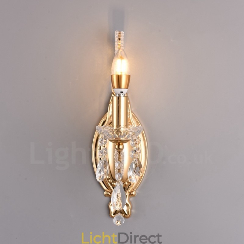 1 Licht Goud Zwart Amerikaanse Stijl Kristallen Wandlamp voor Woonkamer Eetkamer Kledingwinkel Koffiewinkel Hotel