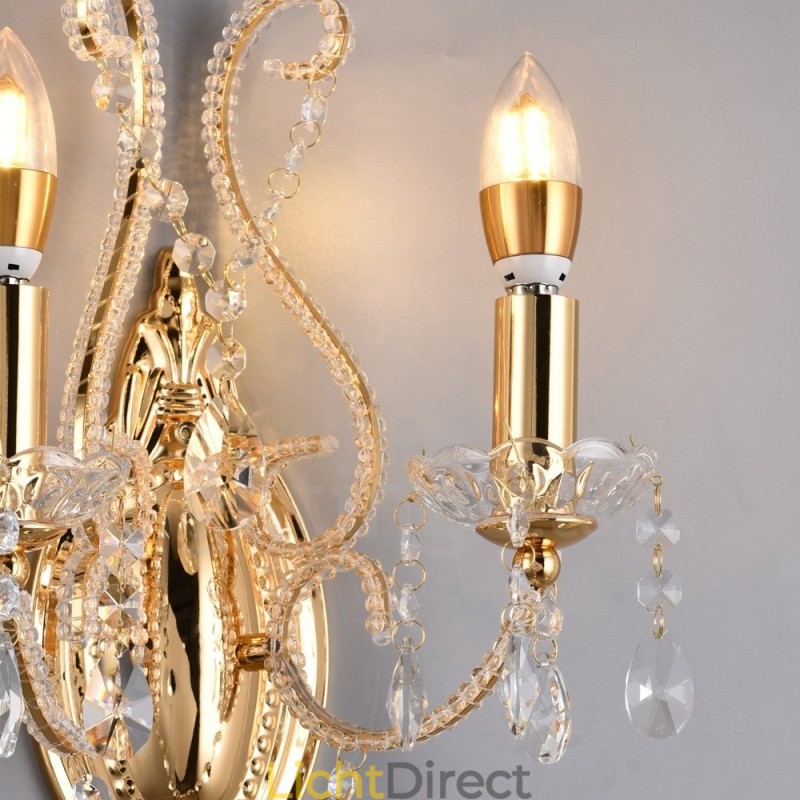2 Lichts Goud Zwart Amerikaanse Stijl Kristallen Wandlamp voor Woonkamer Eetkamer Kledingwinkel Koffiewinkel Hotel