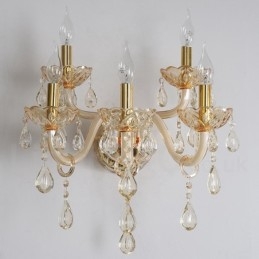 5-lichts gouden K9-kristalkaars retro glazen wandlamp