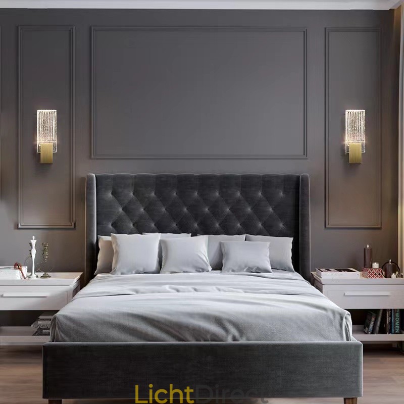 Postmoderne minimalistische woonkamer Kristallen wandlampen Amerikaanse kunst Nachtkastje Slaapkamer Studeerkamer Wandlampen