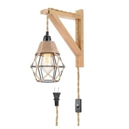 Henneptouw ijzeren kunst wandlamp Amerikaanse pastorale retro wandlamp met stekker