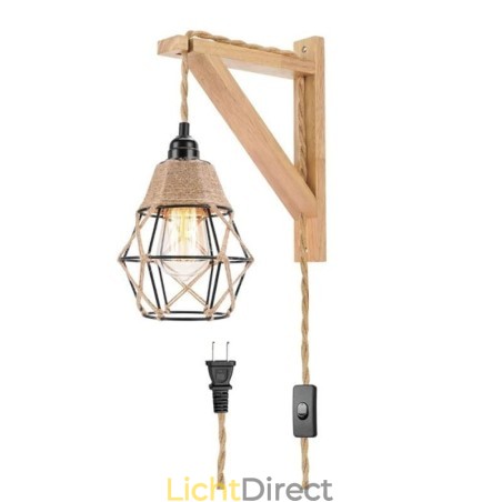 Henneptouw ijzeren kunst wandlamp Amerikaanse pastorale retro wandlamp met stekker Henneptouw ijzeren kunst wandlamp Amerikaanse pastorale retro wandlamp met stekker