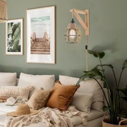 Henneptouw ijzeren kunst wandlamp Amerikaanse pastorale retro wandlamp met stekker