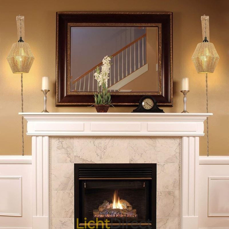 Papieren touw wandlamp Amerikaanse pastorale retro wandlamp met stekker