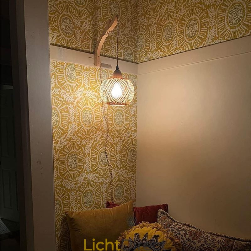 Bamboe wandlamp Amerikaanse pastorale retro henneptouw wandlamp met stekker
