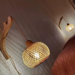 Bamboe wandlamp Amerikaanse pastorale retro henneptouw wandlamp met stekker