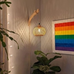 Bamboe wandlamp Amerikaanse pastorale retro henneptouw wandlamp met stekker