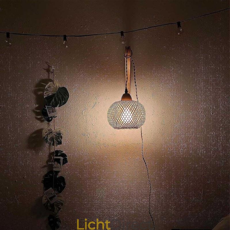 Bamboe wandlamp Amerikaanse pastorale retro henneptouw wandlamp met stekker