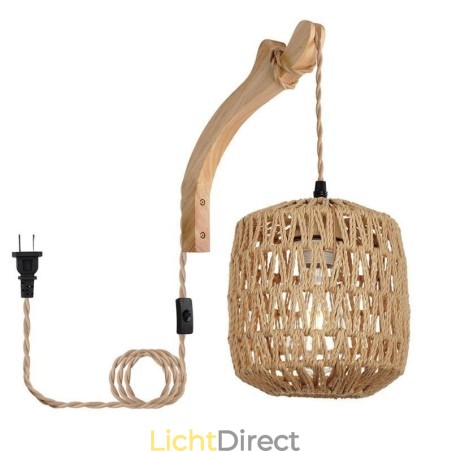 Amerikaanse Retro Wandlamp 3M Hennep Touw Hangende Lijn Papier Touw Geweven Lampenkap