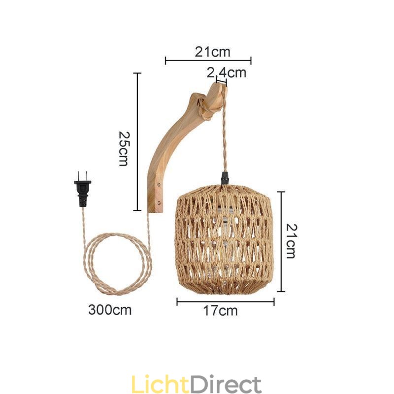 Amerikaanse Retro Wandlamp 3M Hennep Touw Hangende Lijn Papier Touw Geweven Lampenkap