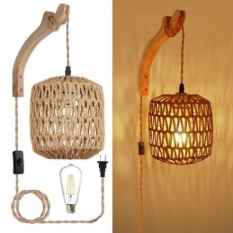 Amerikaanse Retro Wandlamp 3M Hennep Touw Hangende Lijn Papier Touw Geweven Lampenkap