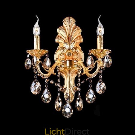 Europese wandlamp Gouden bloemblaadjes wandlamp Exquise kristallen druppels licht bedverlichting Europese wandlamp Gouden bloemblaadjes wandlamp Exquise kristallen druppels licht bedverlichting