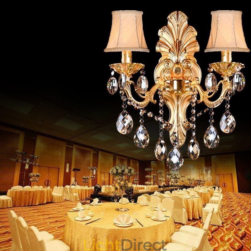 Europese wandlamp Gouden bloemblaadjes wandlamp Exquise kristallen druppels licht bedverlichting