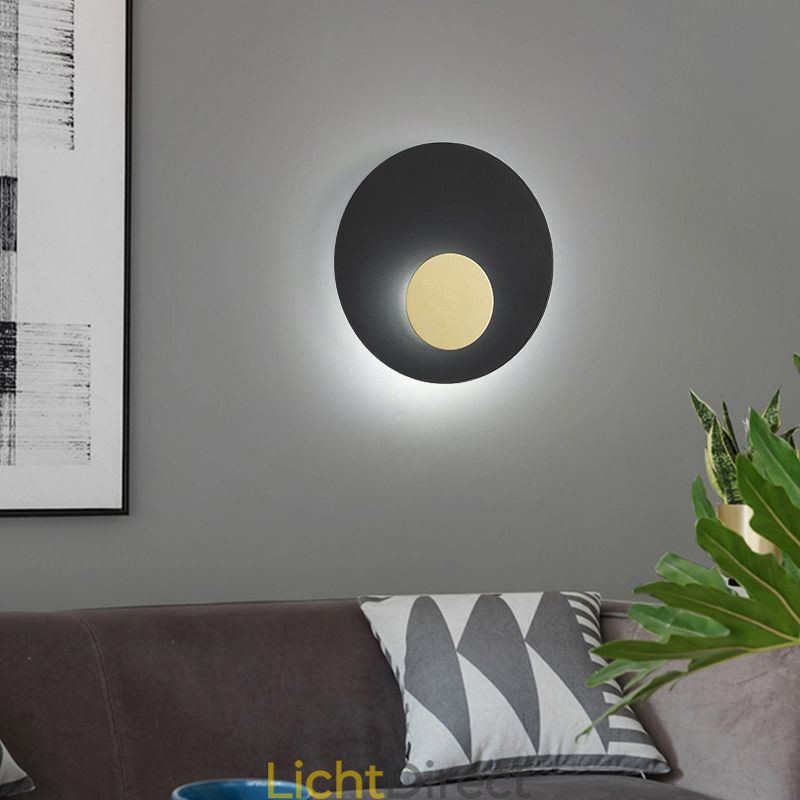 Nordic Wandlamp Zwart Goud Ronde Volledig Koperen Wandlamp
