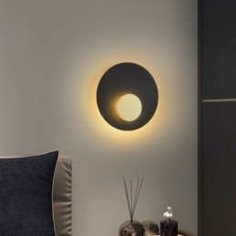Nordic Wandlamp Zwart Goud Ronde Volledig Koperen Wandlamp