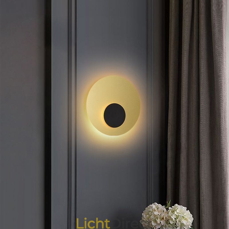 Nordic Wandlamp Zwart Goud Ronde Volledig Koperen Wandlamp