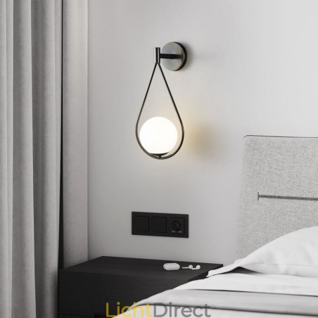 Moderne Globe Wandlamp Glazen Wandlamp Zwarte Waterdruppel Wandlamp Moderne Globe Wandlamp Glazen Wandlamp Zwarte Waterdruppel Wandlamp