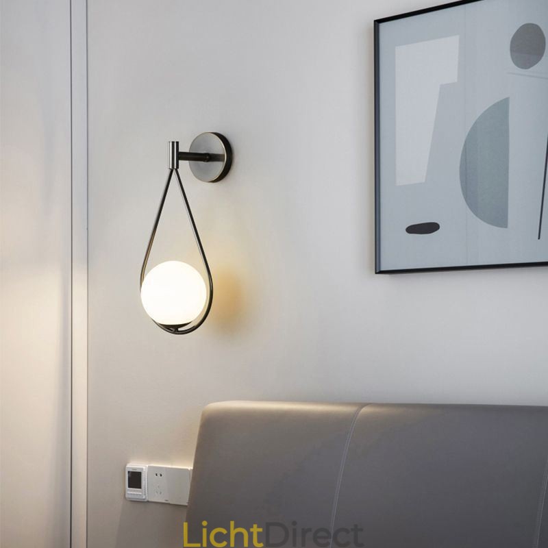 Moderne Globe Wandlamp Glazen Wandlamp Zwarte Waterdruppel Wandlamp