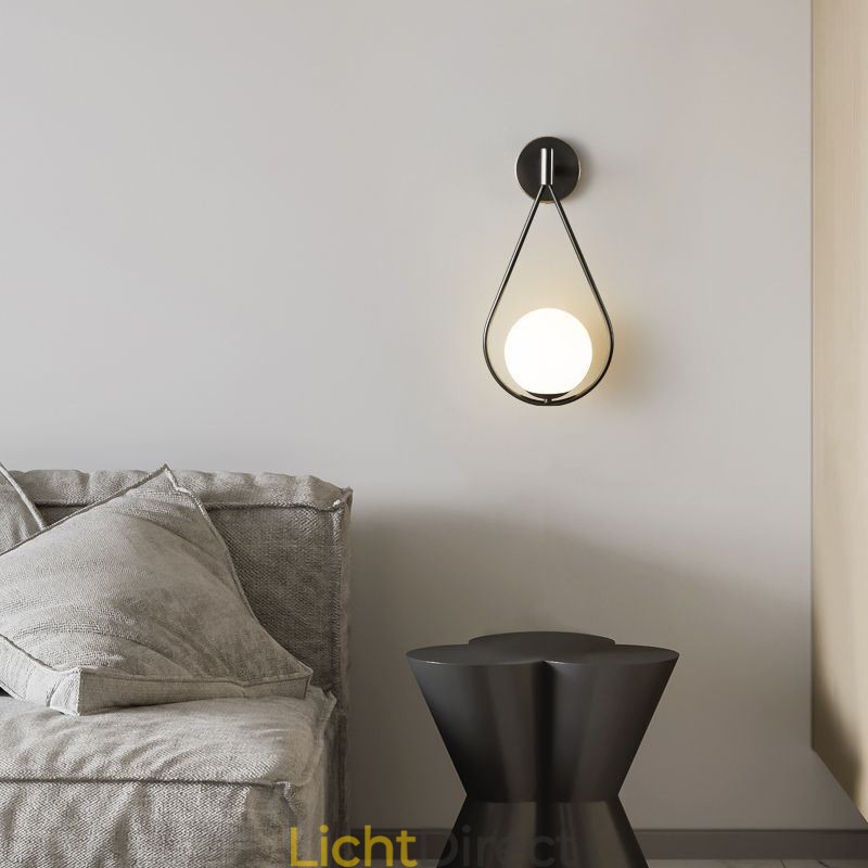 Moderne Globe Wandlamp Glazen Wandlamp Zwarte Waterdruppel Wandlamp