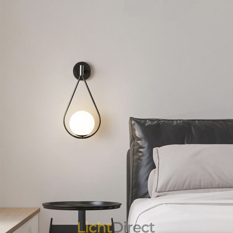 Moderne Globe Wandlamp Glazen Wandlamp Zwarte Waterdruppel Wandlamp