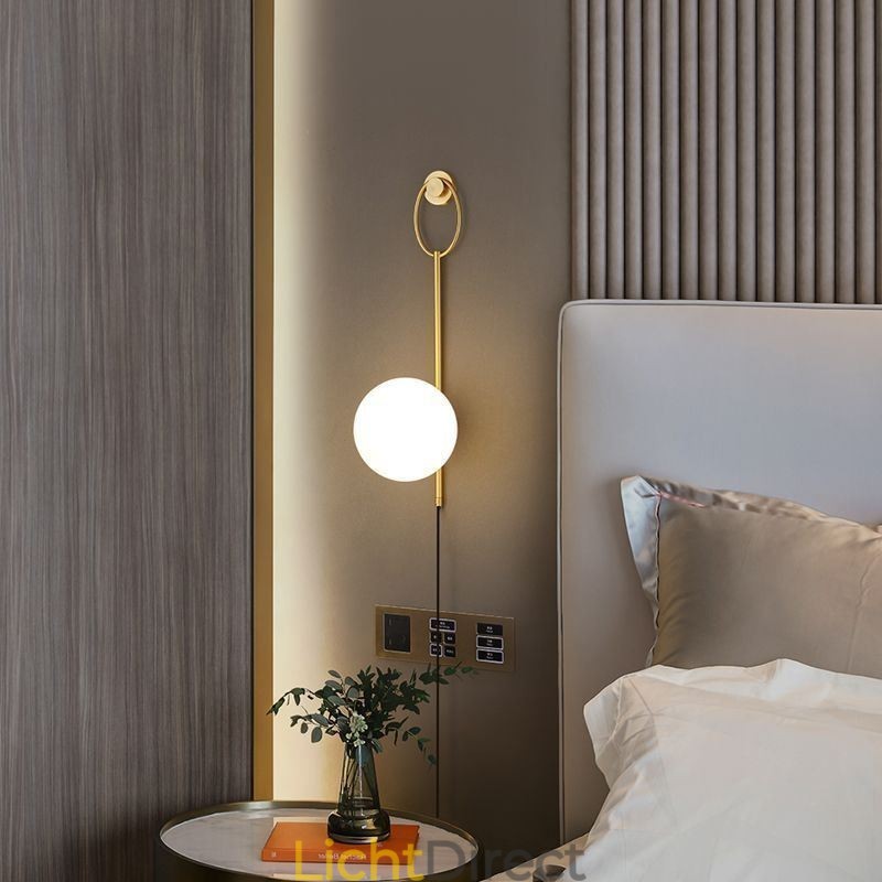 Moderne Globe Wandlamp Geborsteld Goud Glazen Wandlamp