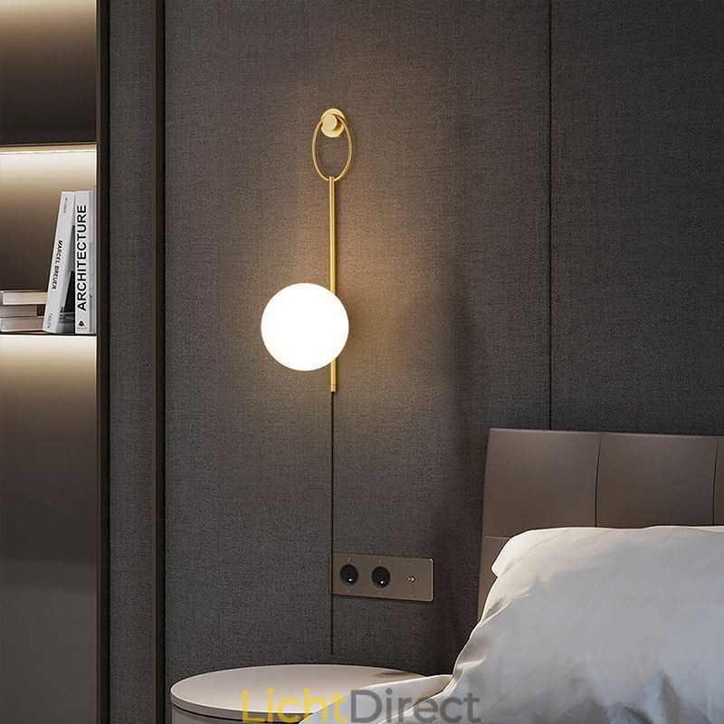 Moderne Globe Wandlamp Geborsteld Goud Glazen Wandlamp