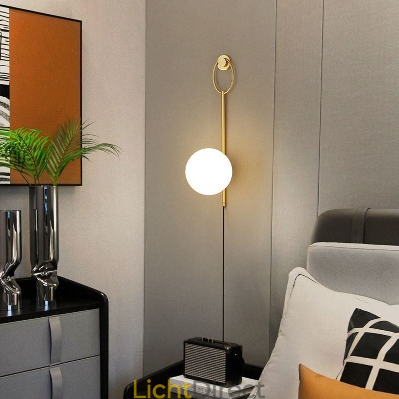 Moderne Globe Wandlamp Geborsteld Goud Glazen Wandlamp