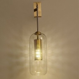Nordic messing wandlamp binnen holle cilinder glazen lampenkap