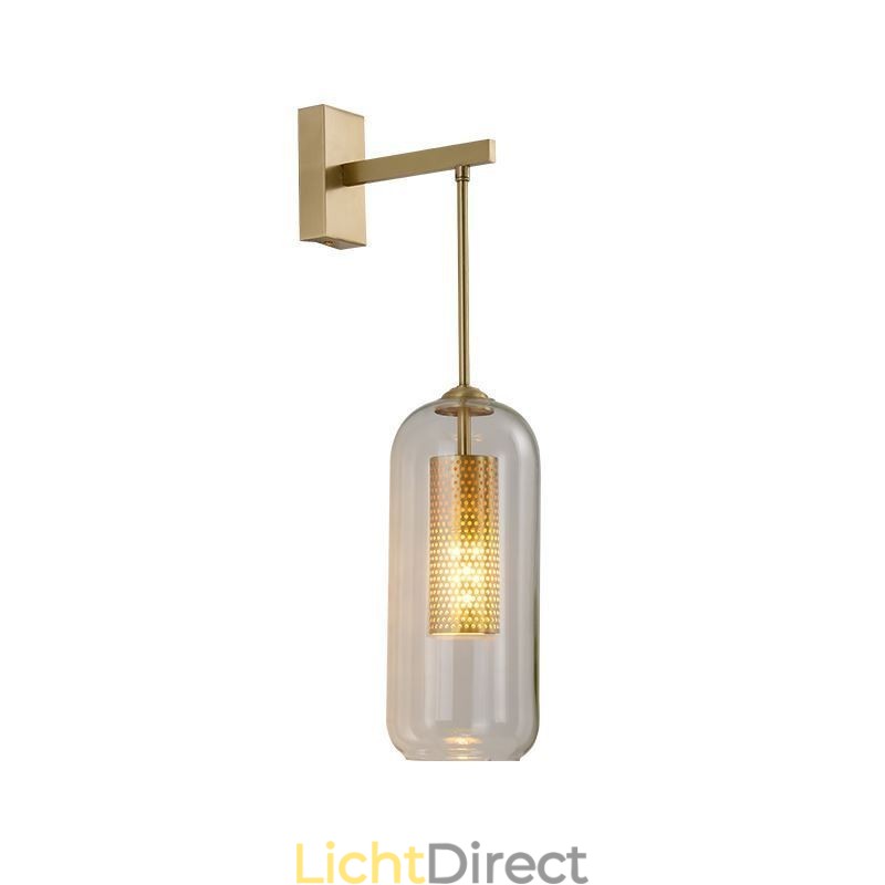 Nordic messing wandlamp binnen holle cilinder glazen lampenkap