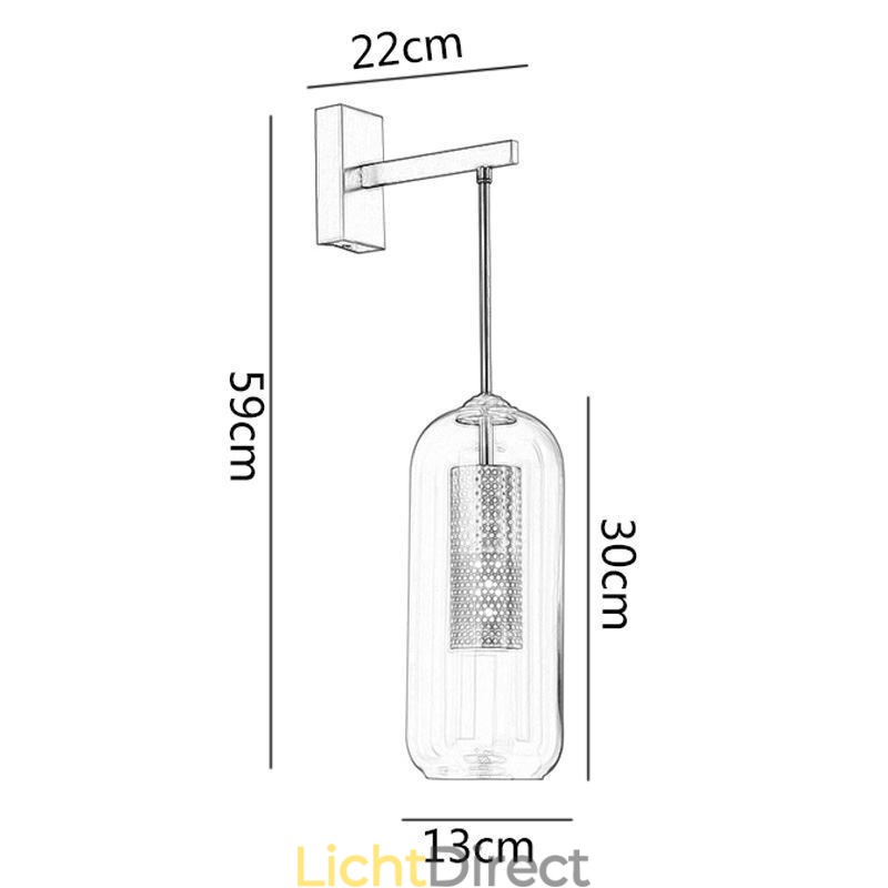 Nordic messing wandlamp binnen holle cilinder glazen lampenkap