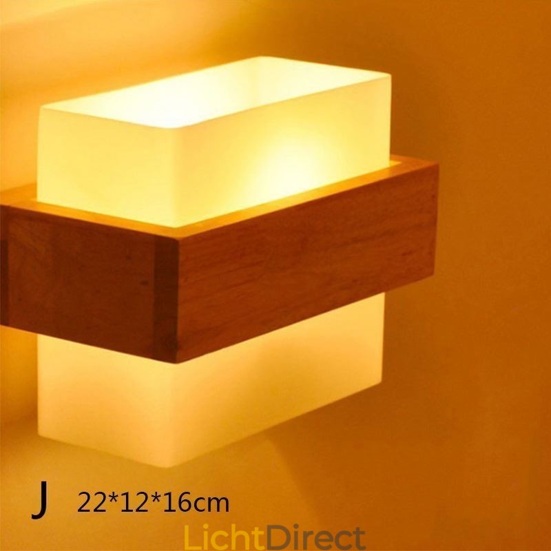Nordic Houten Wandlamp Glazen Lampenkap Wandlamp