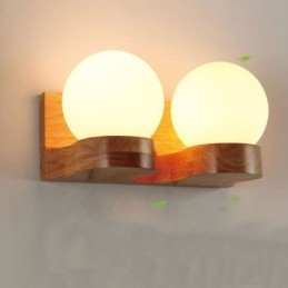 Nordic massief houten wandlamp, gezellige bolvormige wandlamp