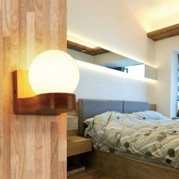 Nordic massief houten wandlamp, gezellige bolvormige wandlamp