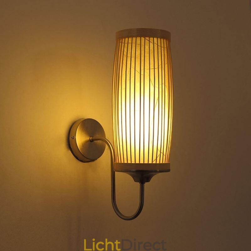 Taille Drum Design Wandlamp Creatieve Bamboe Wandlamp Nachtkastje Trappen Landelijke Verlichting