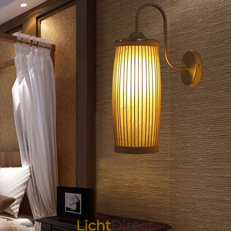 Taille Drum Design Wandlamp Creatieve Bamboe Wandlamp Nachtkastje Trappen Landelijke Verlichting