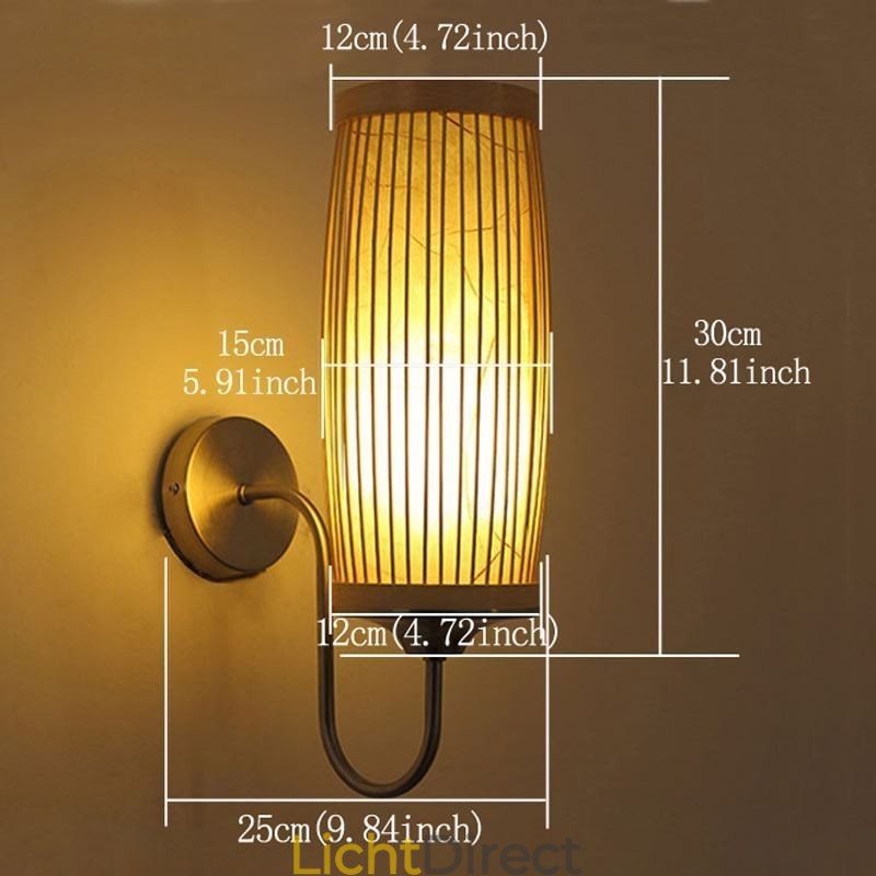 Taille Drum Design Wandlamp Creatieve Bamboe Wandlamp Nachtkastje Trappen Landelijke Verlichting
