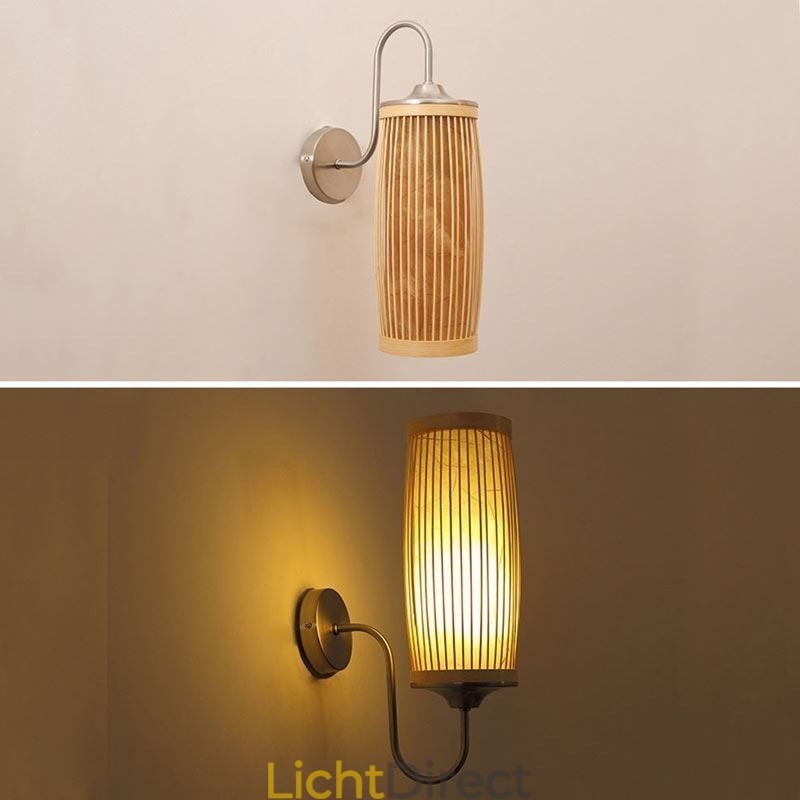Taille Drum Design Wandlamp Creatieve Bamboe Wandlamp Nachtkastje Trappen Landelijke Verlichting
