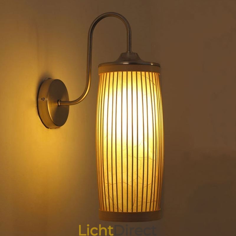 Taille Drum Design Wandlamp Creatieve Bamboe Wandlamp Nachtkastje Trappen Landelijke Verlichting